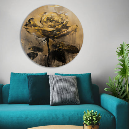 Abstracte Gouden Roos op Beige Achtergrond forex muurcirkel