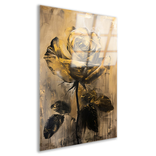 Abstracte Gouden Roos op Beige Achtergrond acrylglas