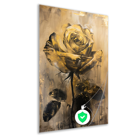 Abstracte Gouden Roos op Beige Achtergrond poster