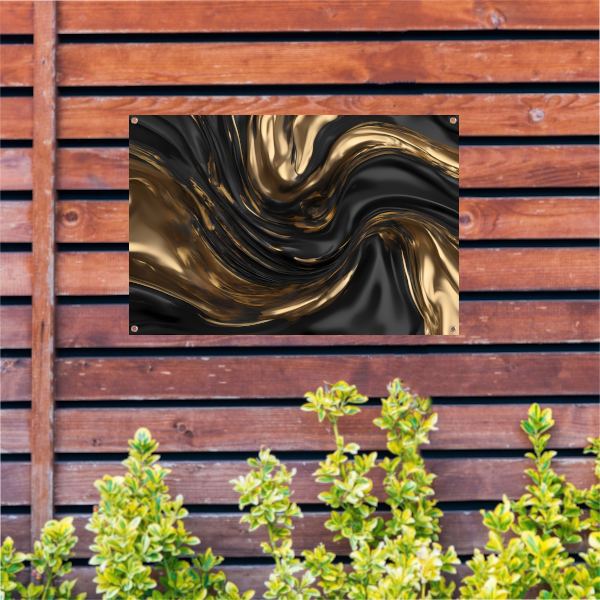 Dynamische Zwarte en Gouden Abstractie tuinposter