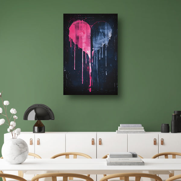 Abstract Gebroken Hart met Druipende Verf canvas