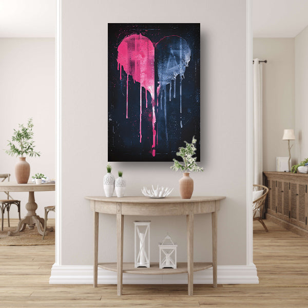 Abstract Gebroken Hart met Druipende Verf canvas