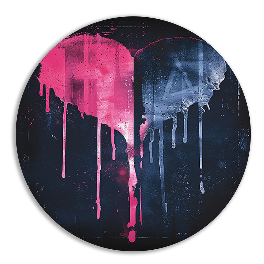 Abstract Gebroken Hart met Druipende Verf aluminium muurcirkel
