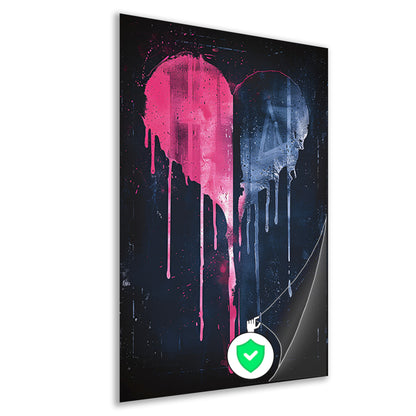 Abstract Gebroken Hart met Druipende Verf poster
