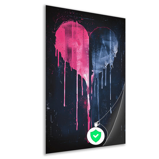Abstract Gebroken Hart met Druipende Verf poster