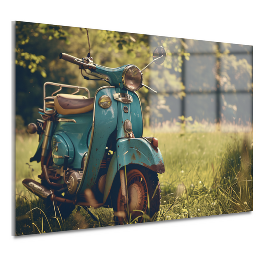Minimalistische Scooter in Grasveld acrylglas