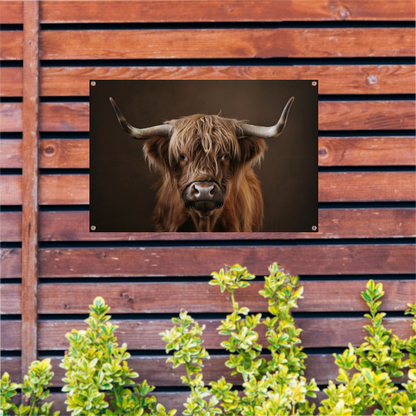 Schotse hooglander met statige blik tuinposter
