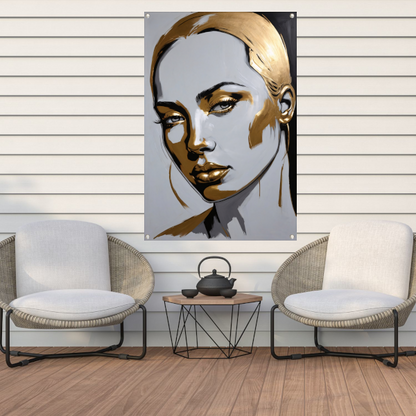 Gouden Portret van een Vrouw met Moderne Kunst tuinposter