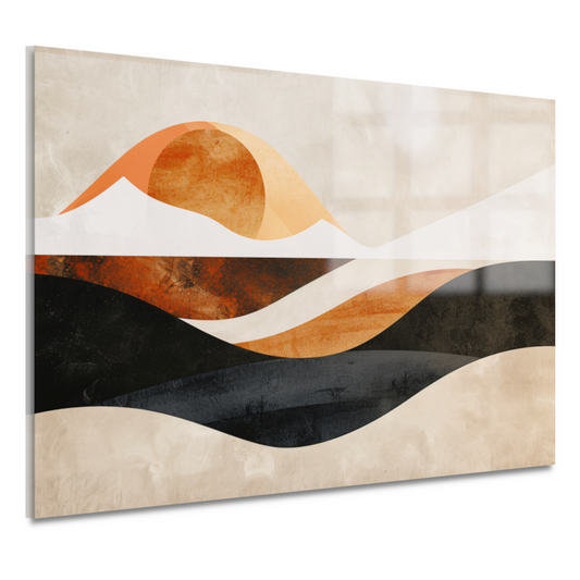 Golvende Abstractie in Warme Aardekleuren acrylglas