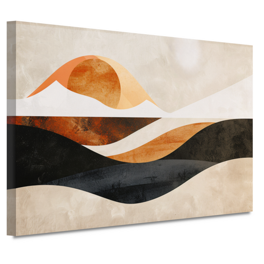 Golvende Abstractie in Warme Aardekleuren canvas