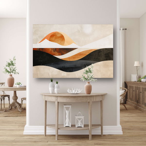 Golvende Abstractie in Warme Aardekleuren canvas