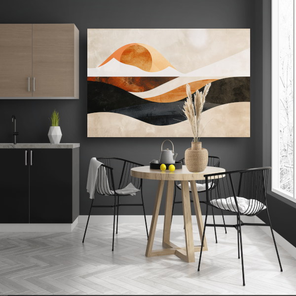 Golvende Abstractie in Warme Aardekleuren canvas