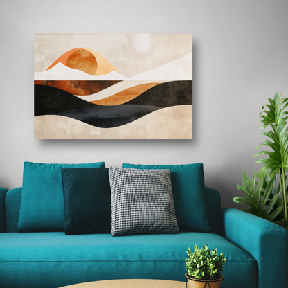 Golvende Abstractie in Warme Aardekleuren canvas