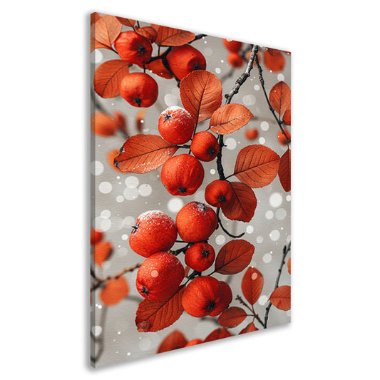 Rode appels met sneeuw aan tak canvas