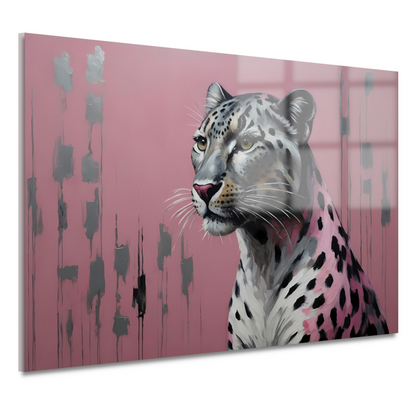 Elegante luipaard op minimalistische roze achtergrond acrylglas