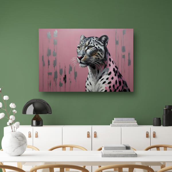 Elegante luipaard op minimalistische roze achtergrond acrylglas