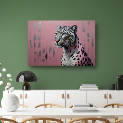 Elegante luipaard op minimalistische roze achtergrond acrylglas