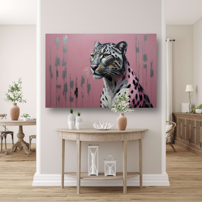 Elegante luipaard op minimalistische roze achtergrond acrylglas