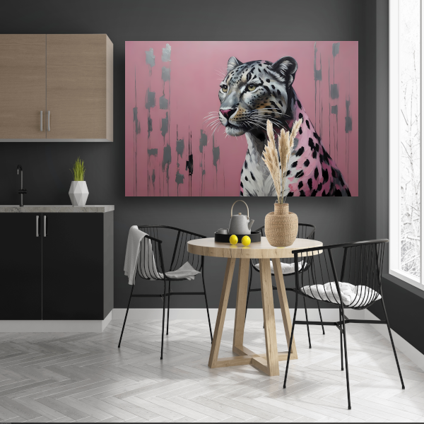 Elegante luipaard op minimalistische roze achtergrond acrylglas