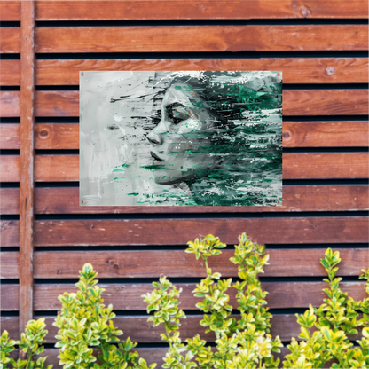 Abstracte Emotie in Groen en Zwart tuinposter