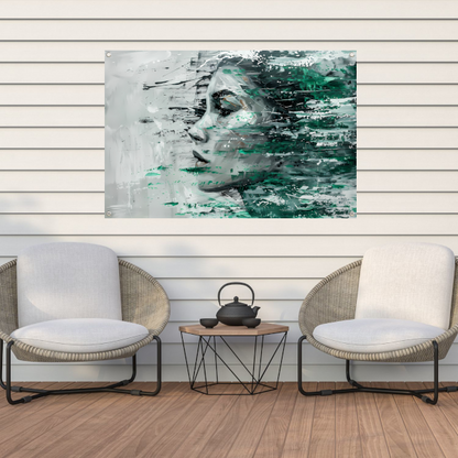 Abstracte Emotie in Groen en Zwart tuinposter