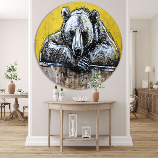 Moderne popart schilderij van een beer forex muurcirkel