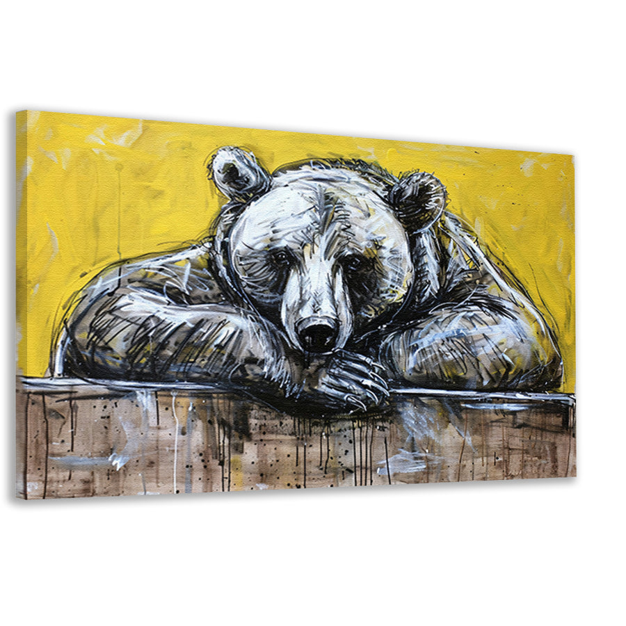 Moderne popart schilderij van een beer canvas