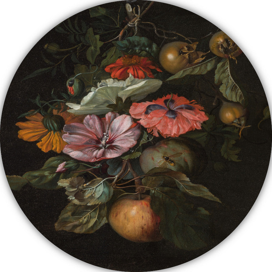 Festoen van vruchten en bloemen - Rachel Ruysch aluminium muurcirkel
