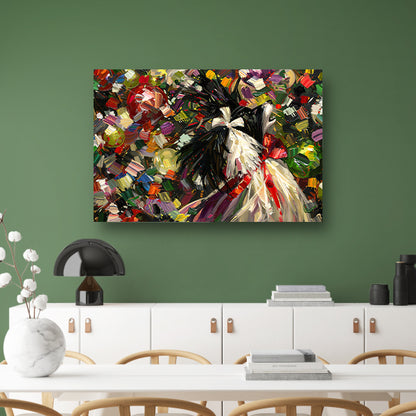 Abstracte kleurrijke hond in expressieve stijlposter