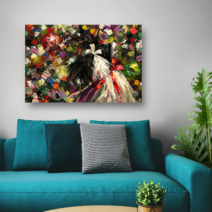 Abstracte kleurrijke hond in expressieve stijlposter