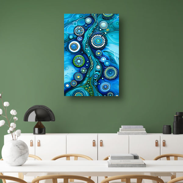 Abstracte kleurrijke cirkelvormige kunstcompositie acrylglas