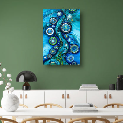 Abstracte kleurrijke cirkelvormige kunstcompositie acrylglas