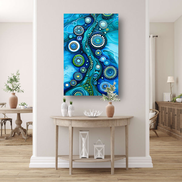 Abstracte kleurrijke cirkelvormige kunstcompositie acrylglas