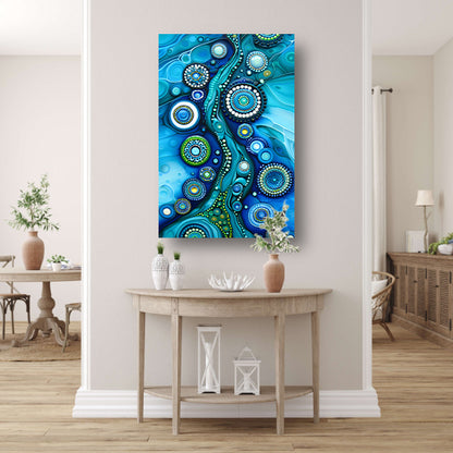 Abstracte kleurrijke cirkelvormige kunstcompositie acrylglas