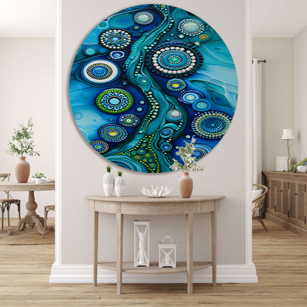 Abstracte kleurrijke cirkelvormige kunstcompositie forex muurcirkel