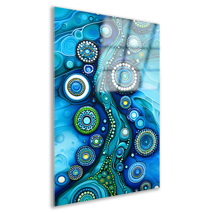 Abstracte kleurrijke cirkelvormige kunstcompositie acrylglas