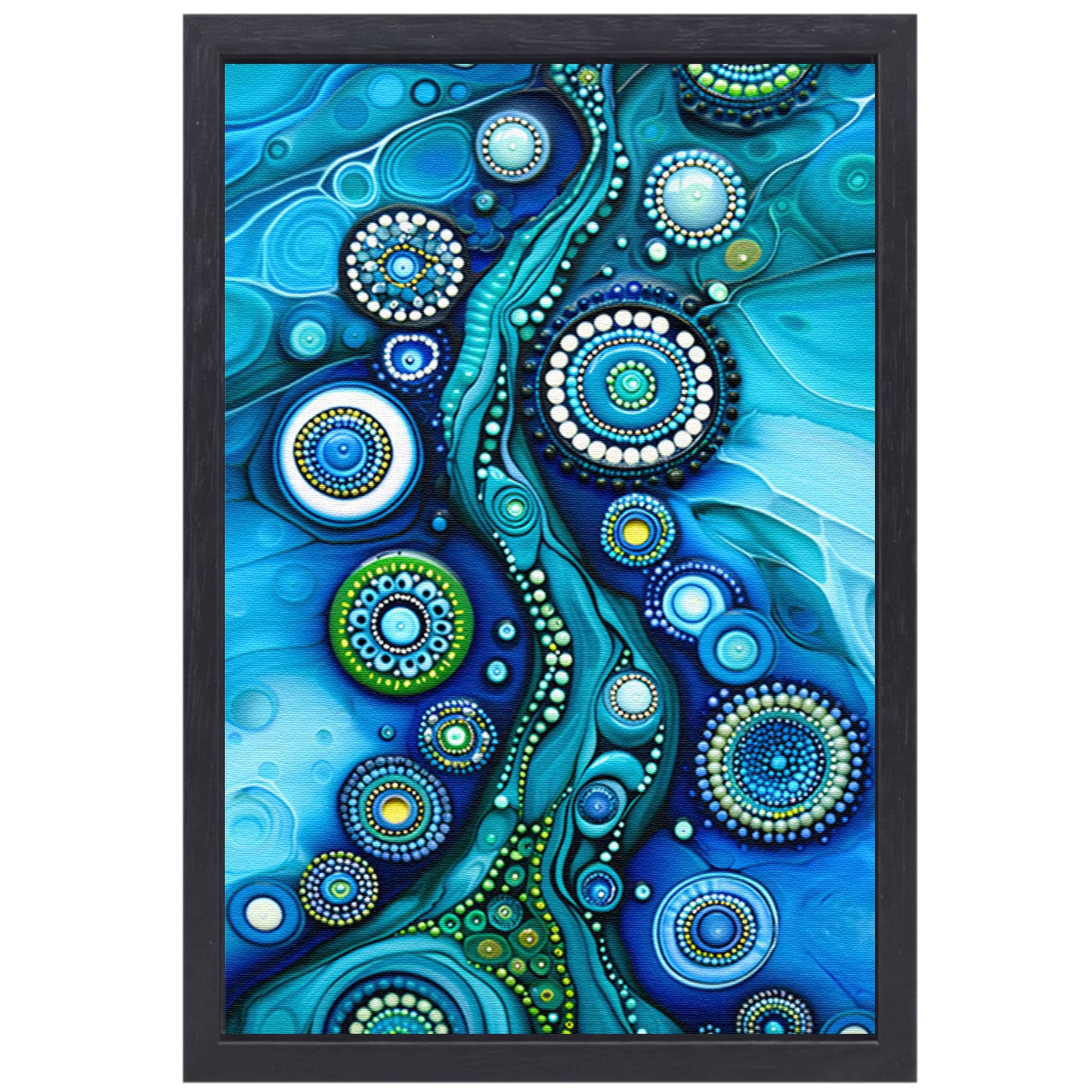 Abstracte kleurrijke cirkelvormige kunstcompositie canvas met baklijst