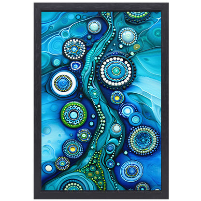 Abstracte kleurrijke cirkelvormige kunstcompositie canvas met baklijst