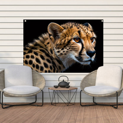 Indrukwekkende close-up van een cheetah tuinposter