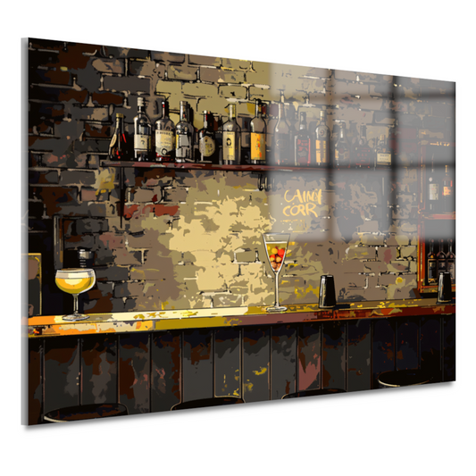 Flessenstilleven in epressionistische stijl acrylglas
