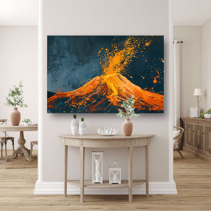 Abstract schilderij van vulkaanuitbarsting canvas