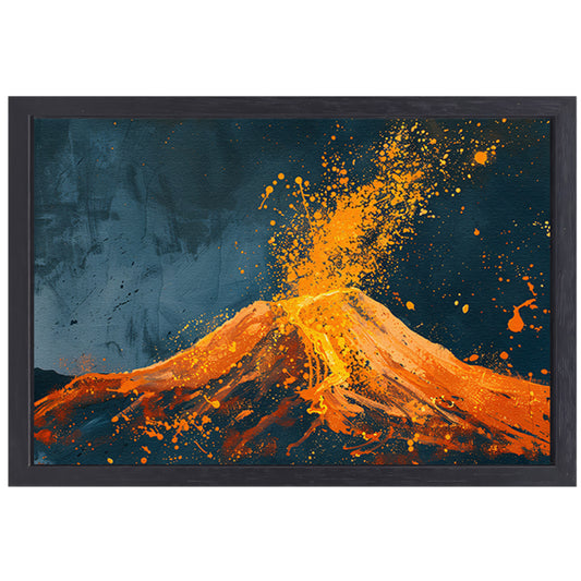 Abstract schilderij van vulkaanuitbarsting canvas met baklijst