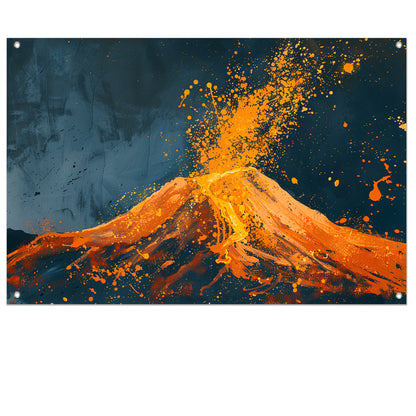 Abstract schilderij van vulkaanuitbarsting tuinposter