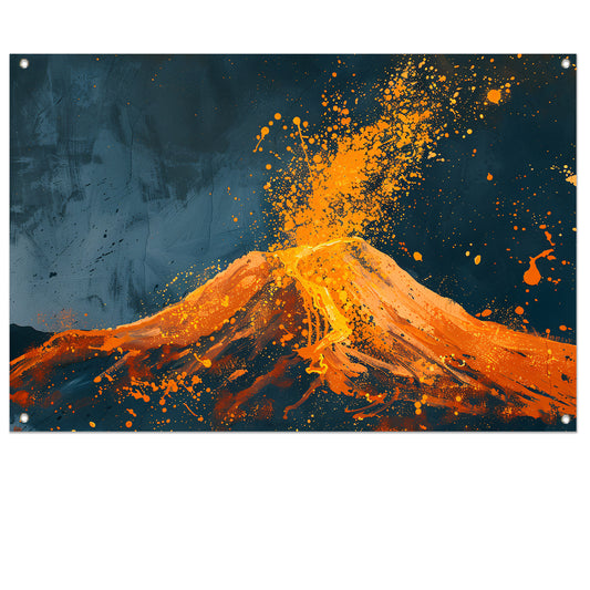 Abstract schilderij van vulkaanuitbarsting tuinposter