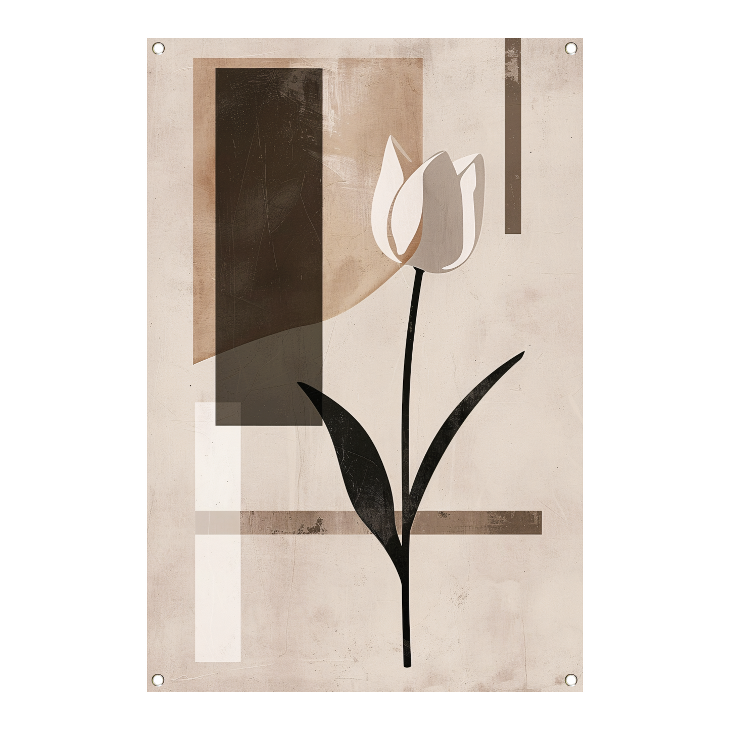 Abstracte Monochroom Tulp op Geometrische Achtergrond tuinposter