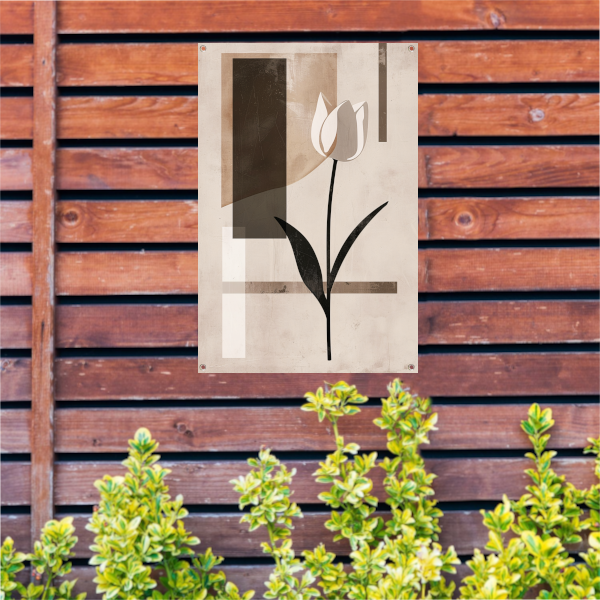 Abstracte Monochroom Tulp op Geometrische Achtergrond tuinposter