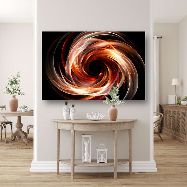 Abstracte Swirl in Zwart Wit Oranje poster