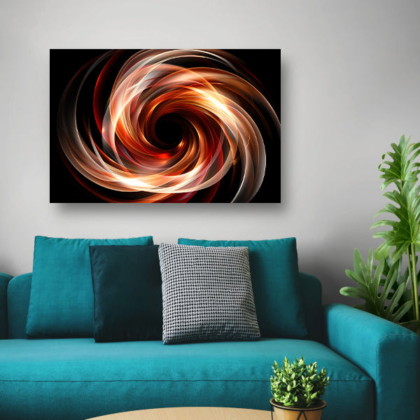Abstracte Swirl in Zwart Wit Oranje poster