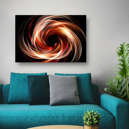 Abstracte Swirl in Zwart Wit Oranje poster