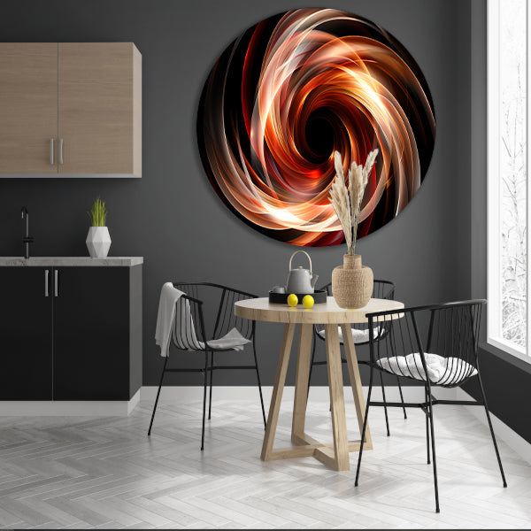 Abstracte Swirl in Zwart Wit Oranje forex muurcirkel